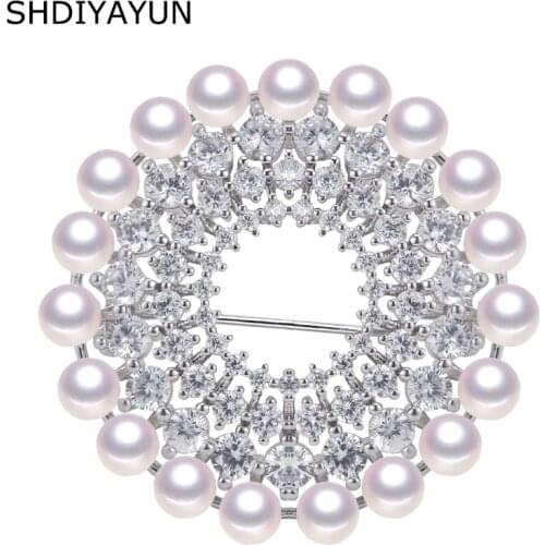 SHDIYAYUN New Big Sale Pearl Brooch For Women Many Pearls Round Brooches Pins Natural Freshwater Pearl Fine Jewelry High Quality