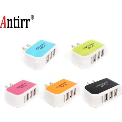 Universal LED Triple 3 USB Ports Portable Travel US Plug Home Wall Power Adapter Charger for iphone Samsung xiaomi