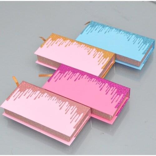 Wholesale Eyelash Packaging Box Lash Boxes Package Custom Logo Faux Cils 25mm Mink Lashes Strip Waterdrop Printed Case Vendors