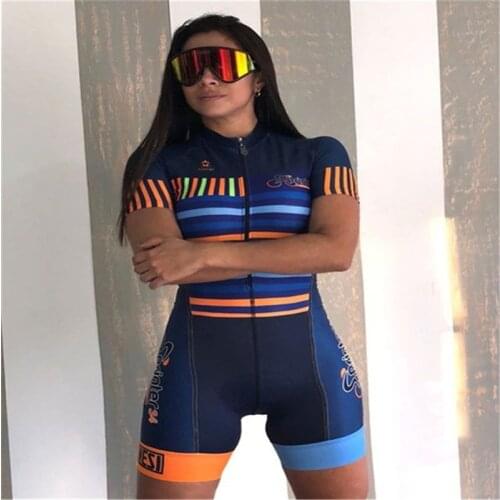 Frenesi Cycling summer women short sleeve cycling jumpsuit bike wear roupa ciclismo go pro bicycle sportwear triathlon skinsuit