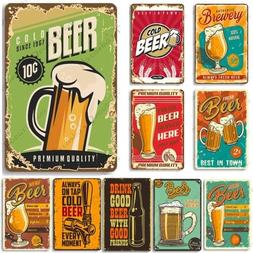 Beer Vintage Poster Metal Tin Sign Industrial Decoration Wall plate Club Pub Bar Home Wall Decor Signs Beautiful Metal Plaque