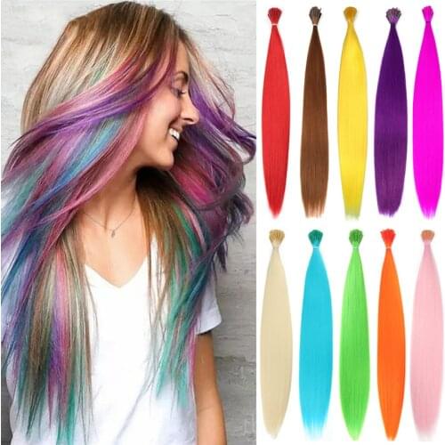 WIGSIN Synthetic 10pcs/pack Fake Hair Pieces Extensions Cord Rainbow 16Inch Hair Accessories For Women
