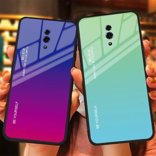 Tempered Painted Glass Phone Case For OPPO Reno 10X ZOOM Reno Z Slim Hard Back Shockproof Glass Cover Coques