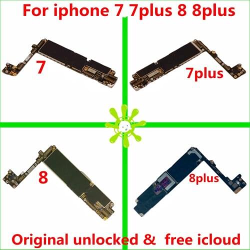 Full unlocked for iphone 7 7Plus 8 8Plus Motherboard 64gb 256gb 100% Original for iphone 7 Mainboard no Touch ID,Free iCloud