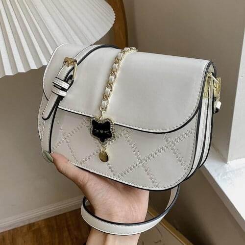 Quilted Flap Small Shoulder Bags for Women Solid Color Square Messenger Bag Ladies Luxury Leather Handbags White Crossbody Bags