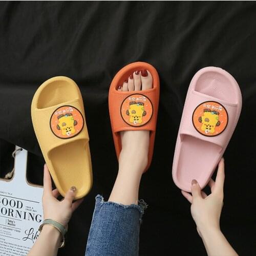 Slippers Female Home Indoor Non-Slip Bath Couple Summer Home Cartoon Slippers Male Mens Shoes Women Shoes Mens Slippers