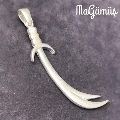 Zulfiqar Kýlýnç Sterling Plain Silver Male Pendant