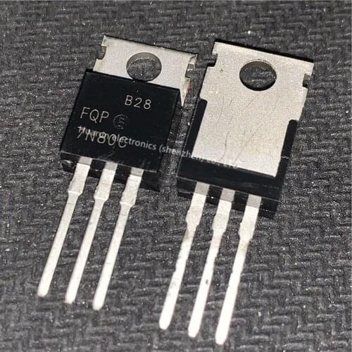 10pcs/lot FQP7N80C TO220 high voltage MOS tube 7A800V 7N80 triode