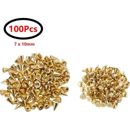100Pcs Cone Metal Spikes Punk Rivets Screwback Studs DIY Sewing Clothing Accessoires Leather Shoes Jacket Craft Garment Rivets