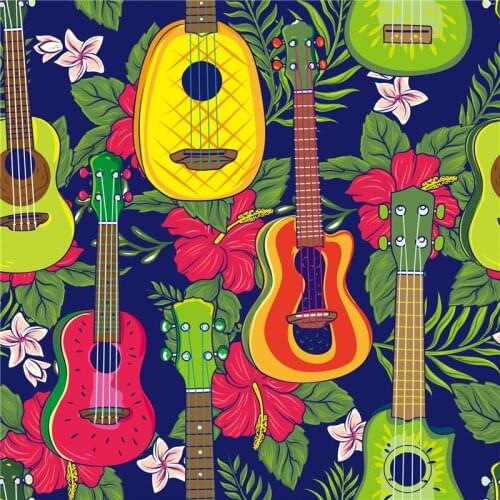 100cm*145cm polyester satin fabric dress color guitar printing fabric thin dress fabric diy clothes shirt patchwork W4