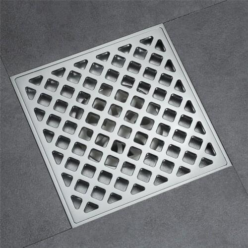 15 x 15 cm Floor Drain 6 inch Invisible Square Bathroom Drains Solid Brass Deodorant Drain Large Discharge Chrome SZ-FD21050910