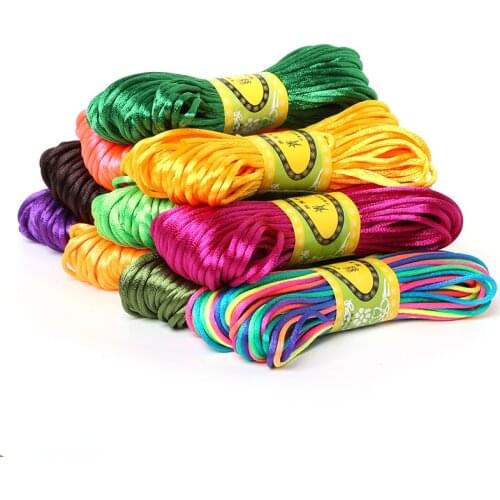20meters Soft Satin Rattail Silk Macrame Cord Nylon Kumihimo Thread For DIY Chinese Knot Bracelet Necklace Jewelry Finding 2mm