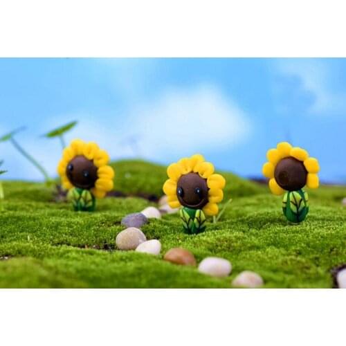 20pcs Flower Sunflower Fairy Garden Miniatures Decorations for Terrarium Moss Bonsai Flowerpot Home Craft