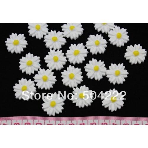300pcs Vintage White and yellow Daisy flower cabochon resin 21mm wholesale free shipping resin daisy