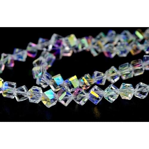 95pcs White AB Color Square 4mm Crystal Beads charm Glass Beads Loose Spacer Bead for DIY Apparel Sewing Garment Beads