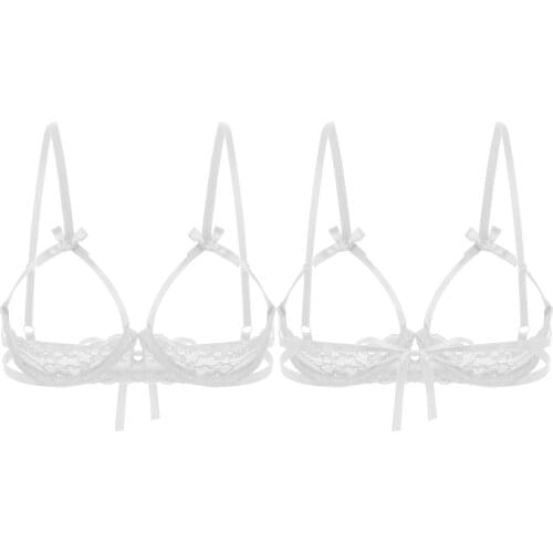 Open Nipple Bra Sexy Erotic Hot Women Open Cup Bra Cut Out Breast Underwear See Through Sheer Lace Lingerie Shelf Bra Underwear