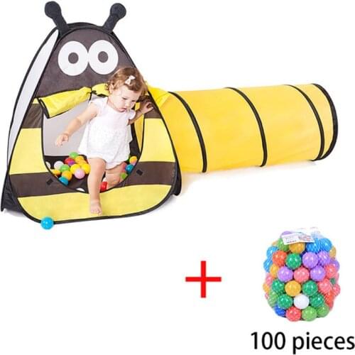 Kids Play Tent with Tunnel Ocean Ball Pit Pool with Basket Hoop for Toddler Outdoor Indoor 3 in 1 Pop up Playhouse for Children