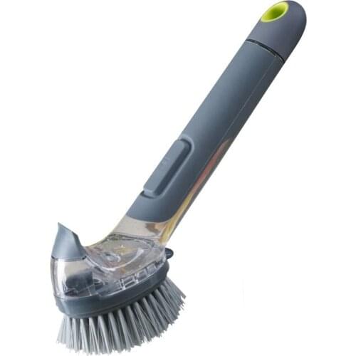 Double Use Kitchen Cleaning Brush Scrubber Dish Bowl Washing Sponge Automatic Liquid Dispenser Kitchen Pot Cleaner Tool