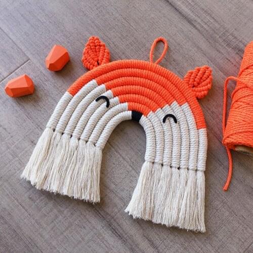 Rainbow Fox Bear Cotton Thread Hanging Decorations Ins Decoration Nordic Style Childrens Room Macrame Hand Woven Tapestry