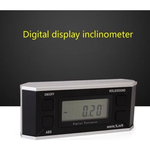 Digital display inclinometer, inclination box, horizontal instrument, strip type magnetic aluminum alloy base, 360 degrees