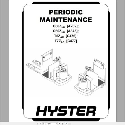 Hyster Class 3 Electric Motor Hand Trucks Repair Manuals 2013 (HTML+PDF)