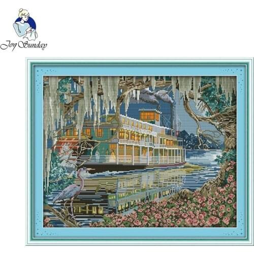 Joy Sunday Counted Printed On Fabric DIY Cross Stitch Patterns Embroidery Kits Sailing Sets Home Decor Cross-stitch Needlework