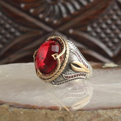 Gemstone Garnet Ring Real Sterling Silver Ring with Natural Zircon or Quartz Stone Silver Women Ring Silver Men Ring
