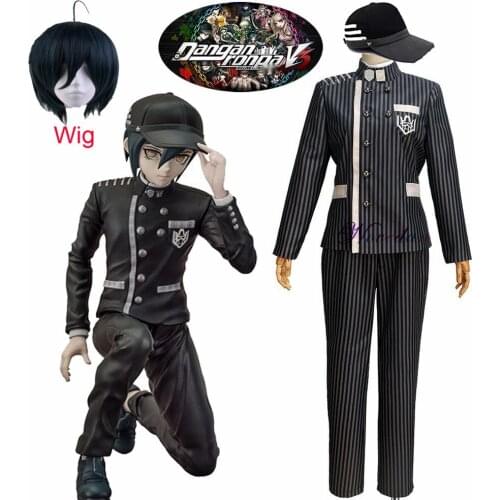 New Danganronpa V3 Cosplay Shuichi Saihara Cosplay Costume Anime Game School Uniform Suit Outfit Jacket Coat + Shirt + Wig + Hat