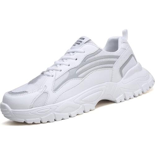 2020 Mesh Breathable White Sneakers Fashion Men Casual Shoes Summer New Luxury Trend Men Lace Up Thick Bottom Shoes Comfortable