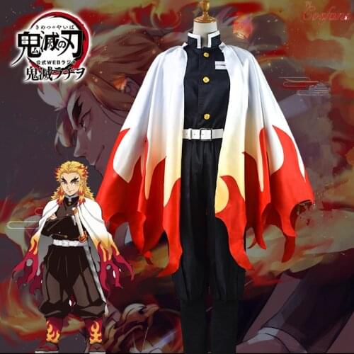 Anime Comic Demon Slayer Kimetsu No Yaiba Cosplay Costumes Rengoku Shinjurou Cosplay Costume Halloween Blade Of Demon Men Kimono