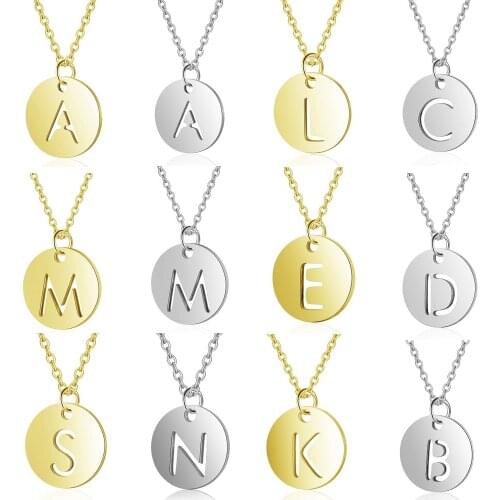 100% Stainless Steel Initial Name Charm Necklace Vnistar Simple Design Alphabet Letter Pendant Necklaces A-Z Womens Necklace
