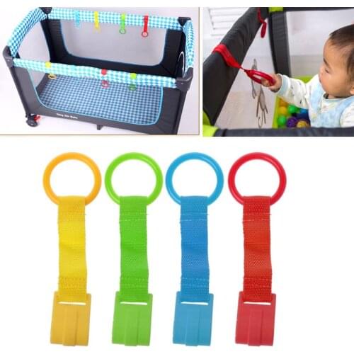 Baby Bed Portable Crib Stand Up Multi-color Wake Up Hook Pull Ring Foldable Pendants Toys