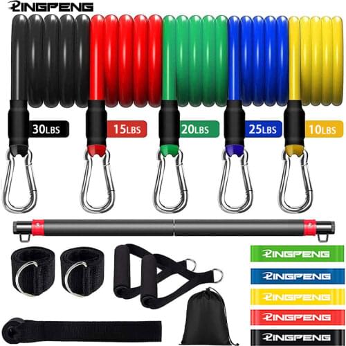 Fitness Resistance Band Pilates Bar Fitness Bar Set Elastic Belt Upgrade Training Belt Men and Women Home Fitness Equipment