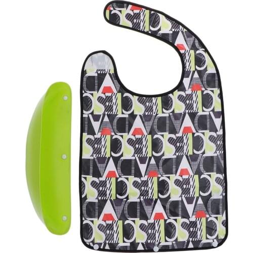 Durable Reusable Large Adult Eating Bib Waterproof Clothes Protector with Food Catcher Pocket Wipe Clean
