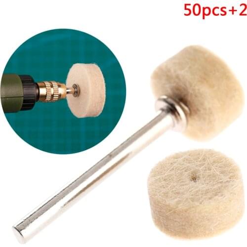 QWORK 50Pcs Dremel Accessories Polishing Wheel Polishing Tools Wool Felt Metal Surface Buffing Polishing Wheel for Rotary Tool