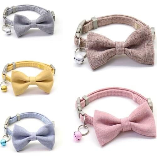 Adjustable Dog Collars Bowtie With Cute Bow Bells Durable Soft Comfortable Cat Collars For Small Medium Dogs Cats Accessories