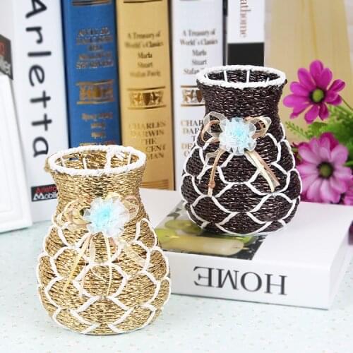 Rattan iron flowerpot flower arrangement table top placement vase ornaments home placement decoration