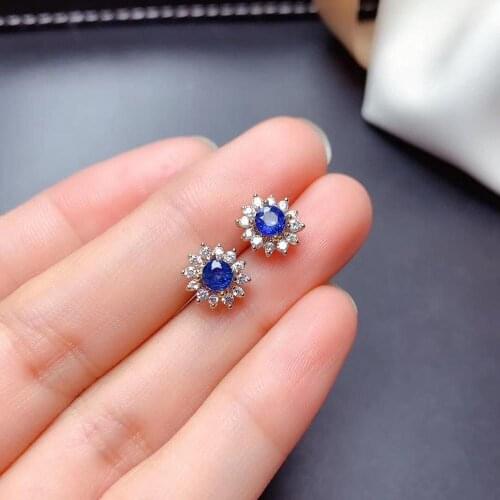 Natural And Real Sapphire Earring 925 sterling silver Fine jewelry For men women