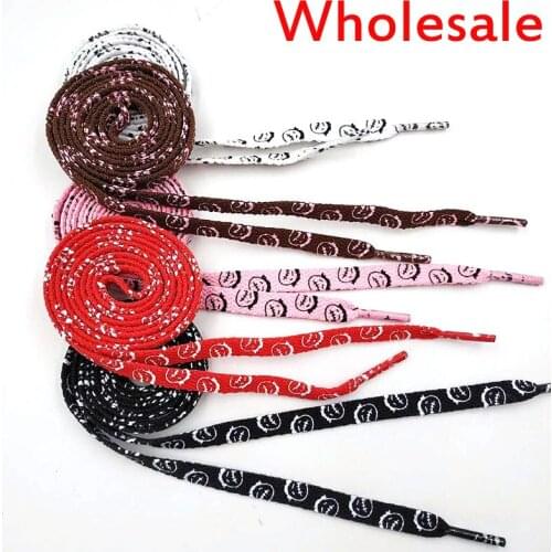 Wholesale 3pair Funny Face Pattern Shoelace Cartoon Wild Shoelaces Athletic Sneakers Shoes Laces Sport Run Flat Boot Lace