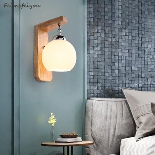 Modern Lamp Minimalist Led Wood Wall Light Bedroom Bedside Lamp Japanese Style Study Room Living Room Balcony Staircase Lamps