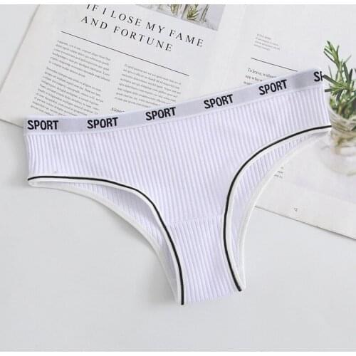 Pure Cotton Low Waist Letter Stripe Sexy Ladies Thong Stylish Simplicity Elasticity High Quality Soft Female Underpants A41