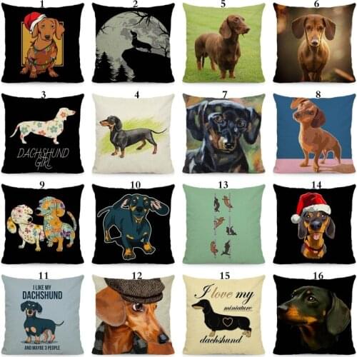 XUNYU Dachshund Print Cushion Cover Dog Pillow cover Home Decorative Pillows Case 45x45cm DWG015