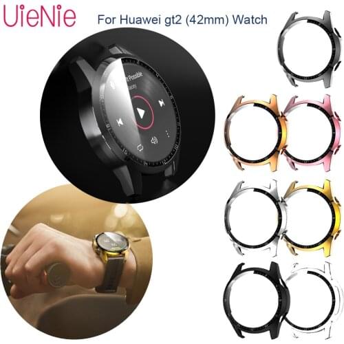 Scale Electroplating PC Protective Shell With Tempered Film Cover For Huawei GT2 42mm Watch Cases Two-In-One Protection Cover