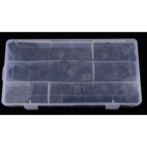 200 Pieces 5mm-25mm R Type Fastener Harness Wire Cable Tube Hose Clip Clamp