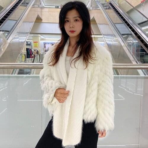 Fur Cardigan Sweater Women Fox Fur Coat Real Fur Jacket Winter Warm Overcoat 2021 New Arrival