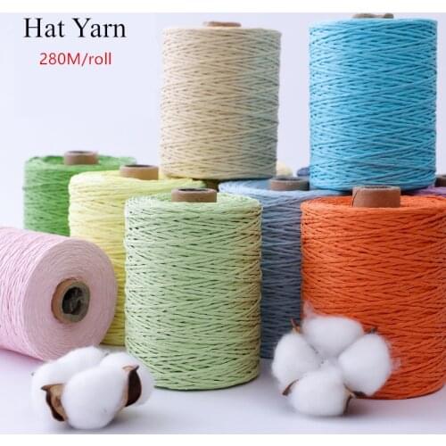 1 Roll Raffia Straw Yarn Crochet Yarn For DIY Knitting Summer Straw Hat Handbags Cushions Baskets Material Hand Knitting Yarn