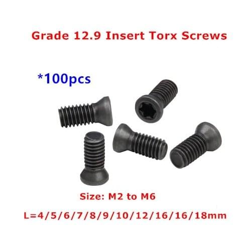 100pcs M2 M2.5 M3 M4 M5 M6 Insert Torx Screws 12.9 Alloy steel Replaces Carbide Inserts Cutter Bar CNC Lathe Tool Bolt
