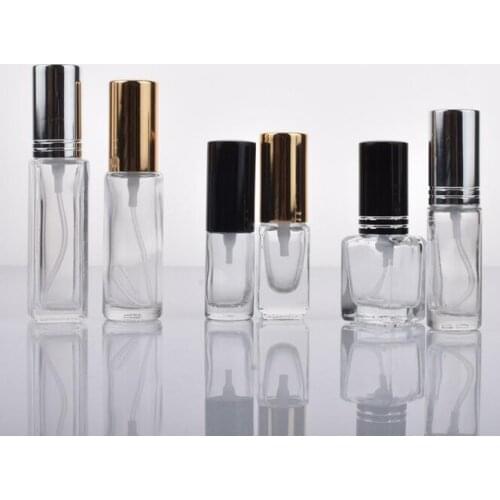 120Pcs/Lot 10ML Square Perfume Glass Spray Liquid Bottles Cosmetic Mini Press Fine Mist Travel Sub Bottle HA2484