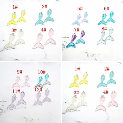 16pcs / 1 Pack Cartoon Color Gradient Mermaid Tail Pendant DIY Resin Accessories Necklace Bracelet Earrings Key Chain Wholesale