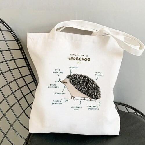 2021 Shopper Anatomy of a Hedgehog Printed Tote Bag women Harajuku shopper handbag girl Shoulder shopping bag Lady Canvas Bag